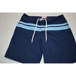 J Crew Lined Swimming Trunks Shorts Mens Size 32 Flex Stretch Blue Striped